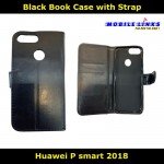 Book Case with Strap Black For Huawei P smart 2018 FIG-LX1 Slim Fit Look